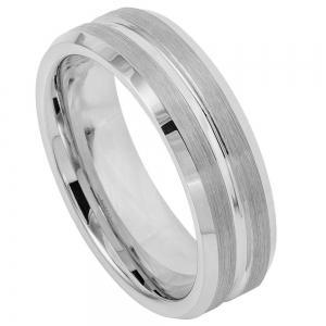 Shiny Grooved Center Brushed Sides - 7MM Band